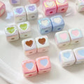 Cute Glossy Heart Shape Love All Sides Drop Oil Square Diy Handmade Loose Beads for Key Chain Bracelet Necklace