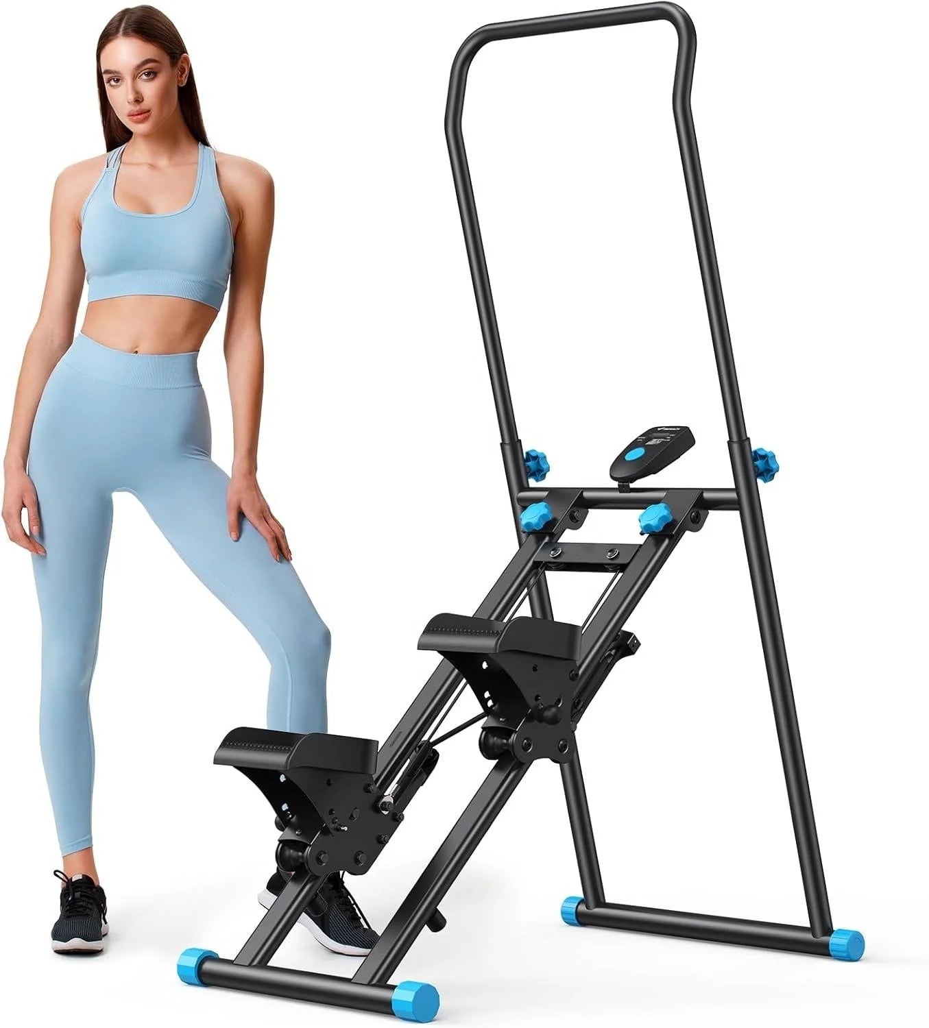 S&H Vertical Climber Stair Stepper Climber Machine with Adjustable Handlebar Folding Cardio Exercise Climber for Home Gym