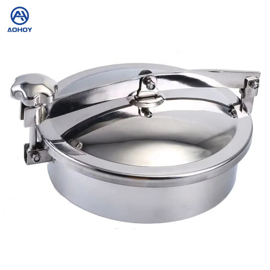 Aohoy Dairy Stainless Steel Ss304 Ss316l tank Circular Non-Pressure Manway Door Sanitary Round Manhole Cover for Milk