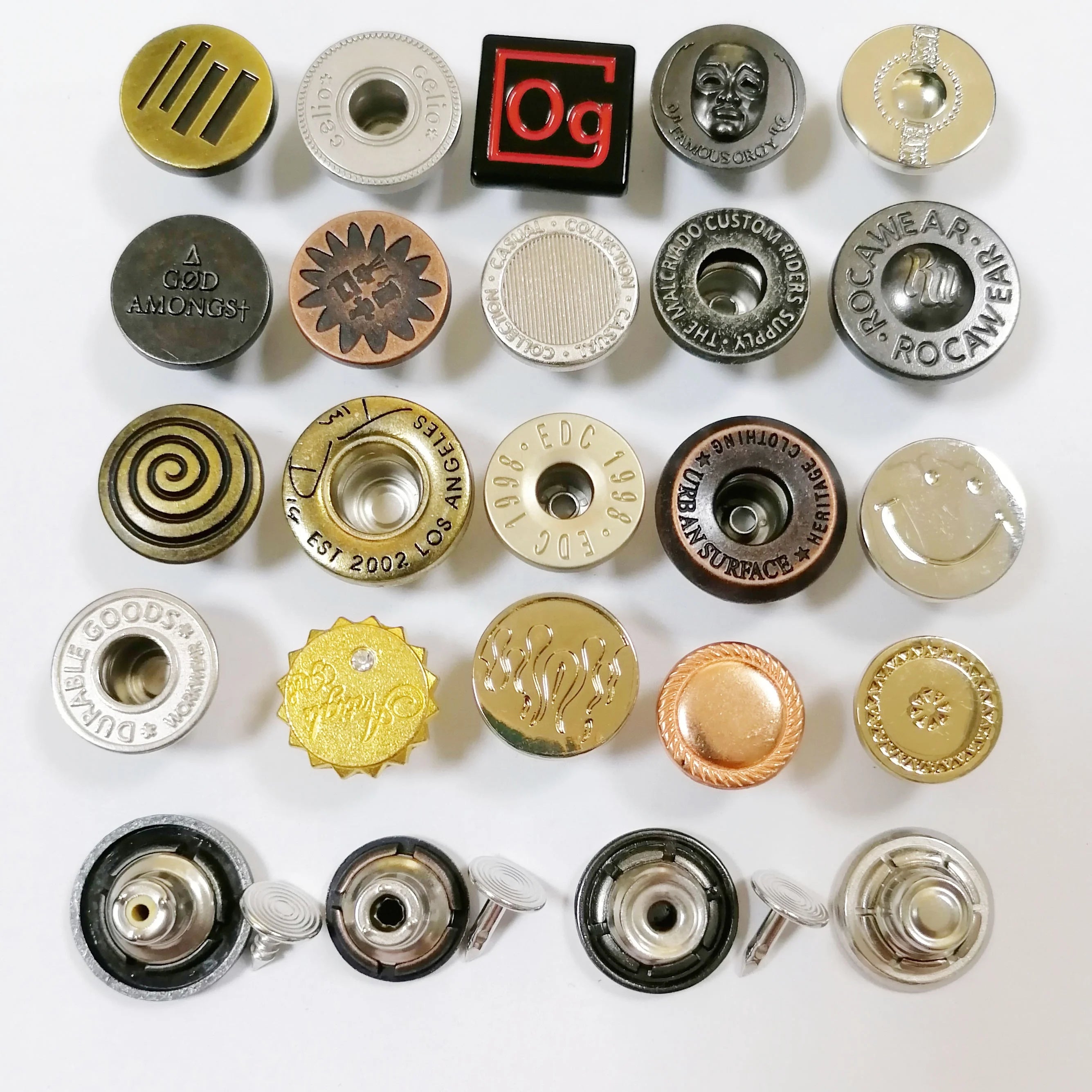 Wholesale Custom Made Zinc Alloy Metal Replacement Jean Jacket Buttons Jeans Pants Denim Buttons Full Set for Denim Jeans