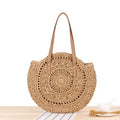 Wholesale New Round Rattan Shoulder Tote Bag Fashionable Art and Fresh Female Straw Bags with Zipper Closure Durable