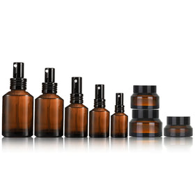 Custom Packing 120ml Amber Glass Lotion Pump Bottle for Cosmetics and Skincare Use with Eye Cream and Skin Care Cream