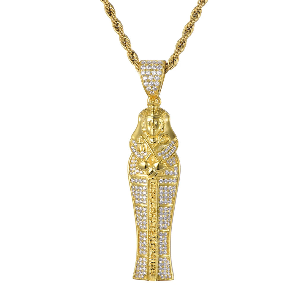 Hiphop Copper the Picture or Statue of a God Pendant Necklace 18K Gold Plated Fashion Jewelry