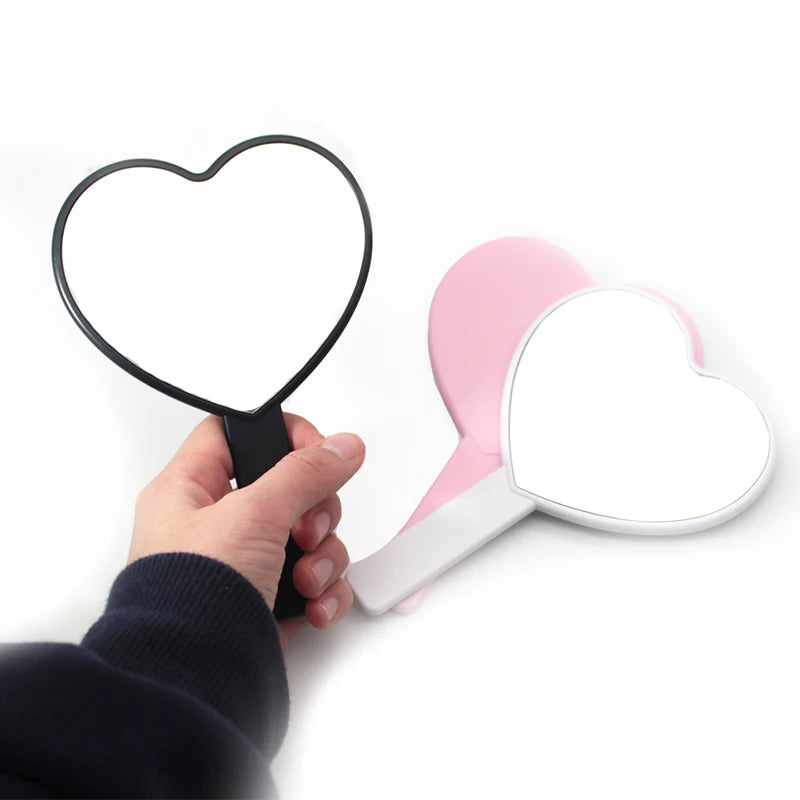 Private Label Travel Size Handheld Plastic Pocket Makeup Mirror Custom Logo Single Side Square Heart Shape Cosmetics Promotional