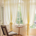 Linen Material Solid Color Balcony Decoration Sheer Curtain Living Room Beige Sheer Curtain Support Size Customization
