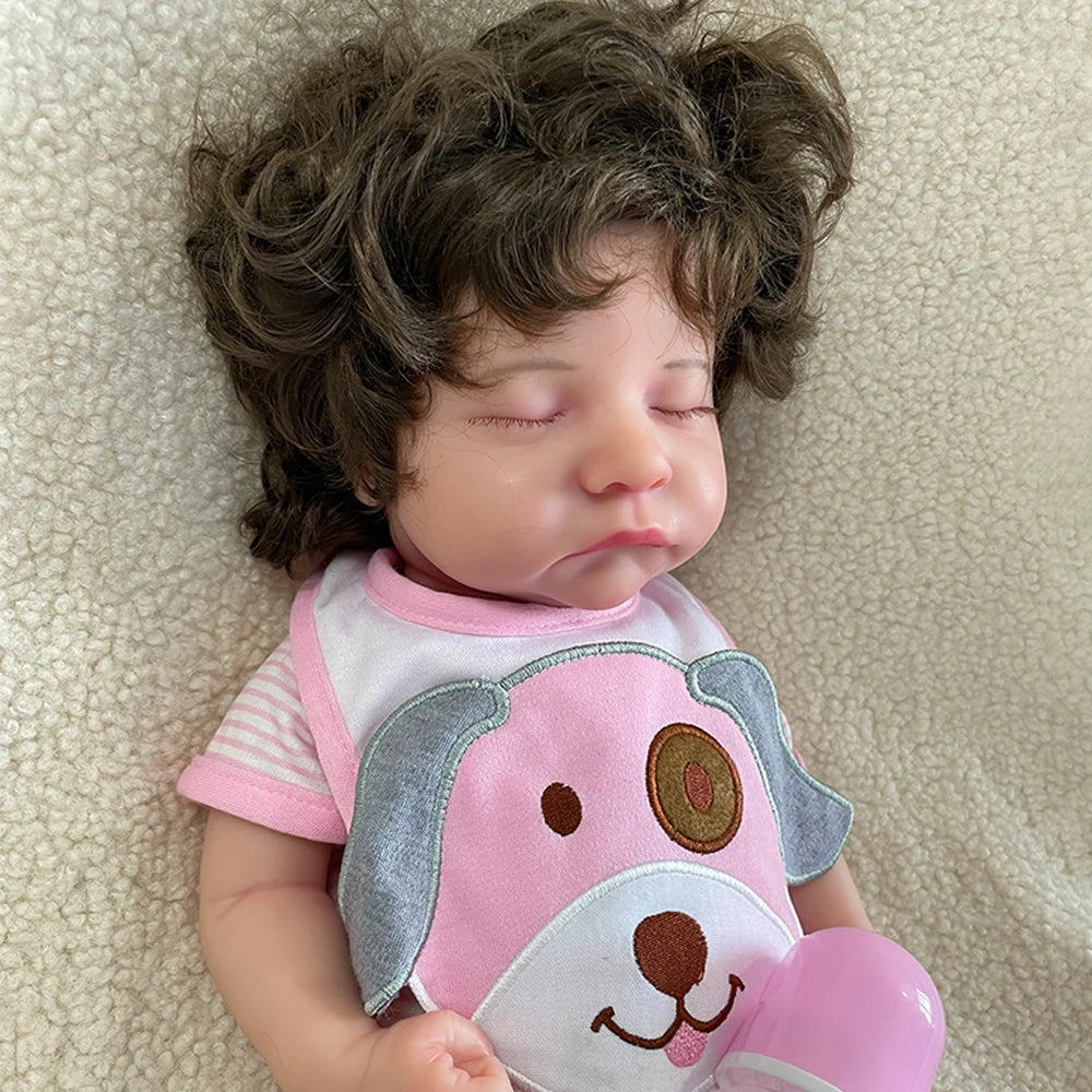 Waterproof 50CM 20" Stretchy Soft Silicone Reborn Baby Doll Blank Lifelike Newborn Girl Levy With Hair Artist Collectibles Toy