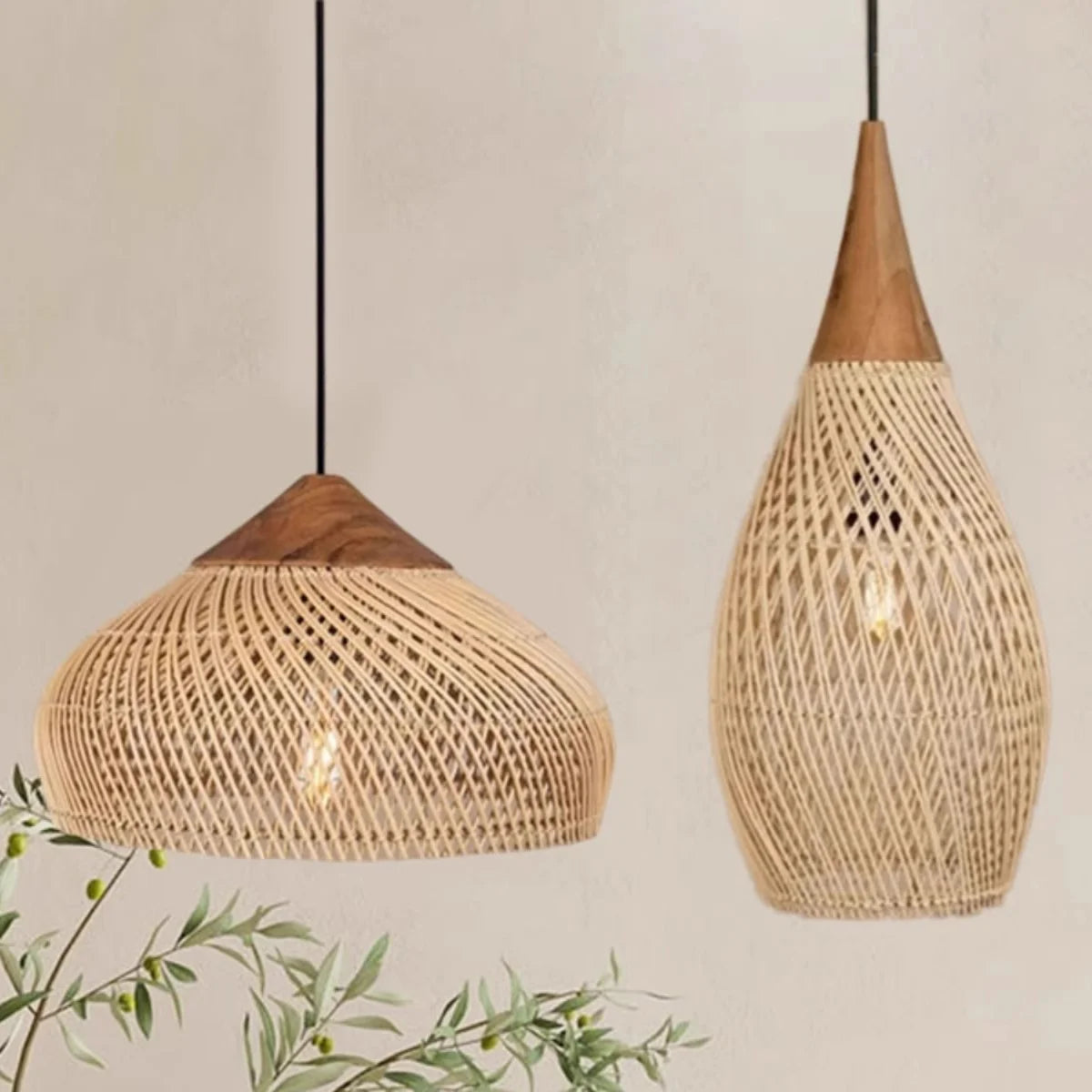 Japanese Style Rattan Pendant Lights Wabi-sabi Retro Weaving Home Creative Living Room Hotel Hotel Tea Room