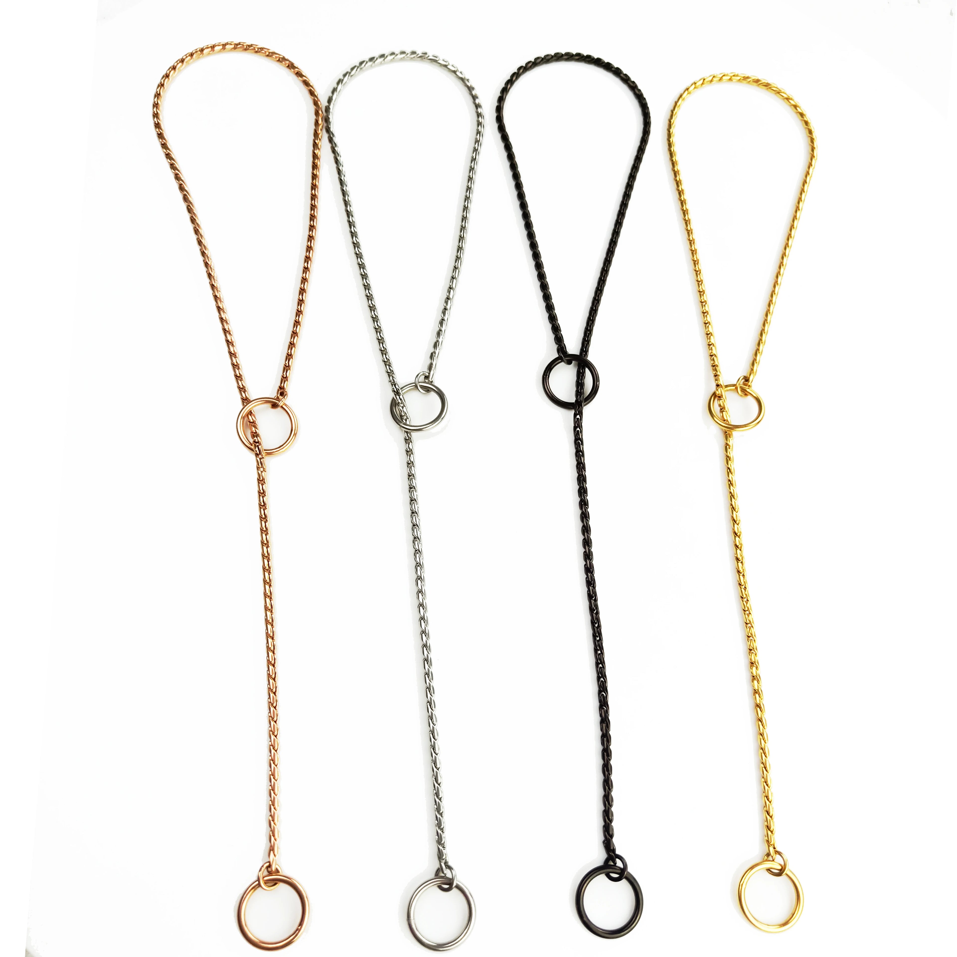 2024 Pet Dog Training Collar Luxury Golden Stainless Steel Metal Dog Snake Chain Collar