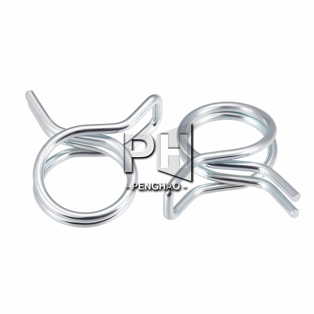 Zinc Plated Double Wire Spring Hose Clamp 6mm Motorcycle ATV Fuel Line Silicone Hose Tube Spring Clips