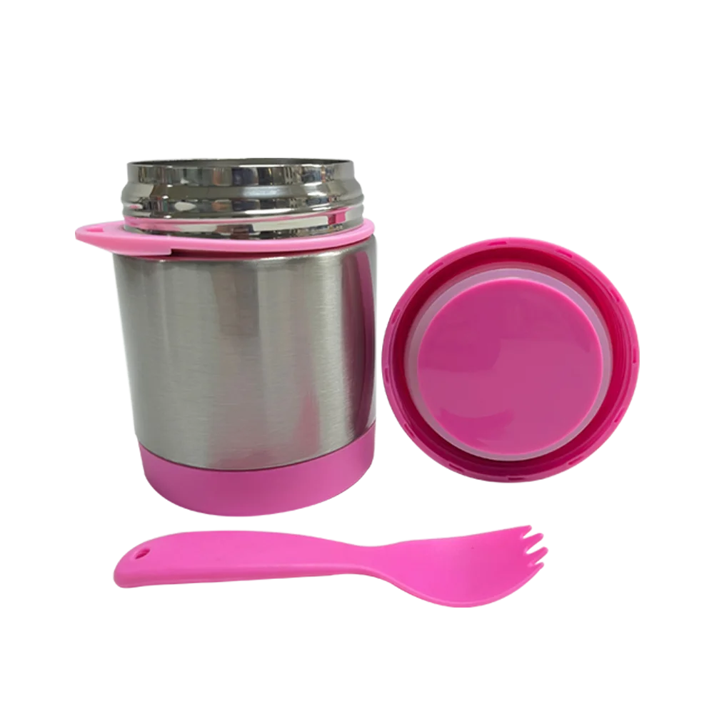 Kids 300ml Portable Stainless Steel Lunch Box with Spoon Thermal Food Warmer Back to School Pot Jar Container
