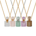 Wholesale Natural Crystal Perfume Bottle Pendant Necklace Aromatherapy Healing Gemstone Stainless Steel Necklace for Women