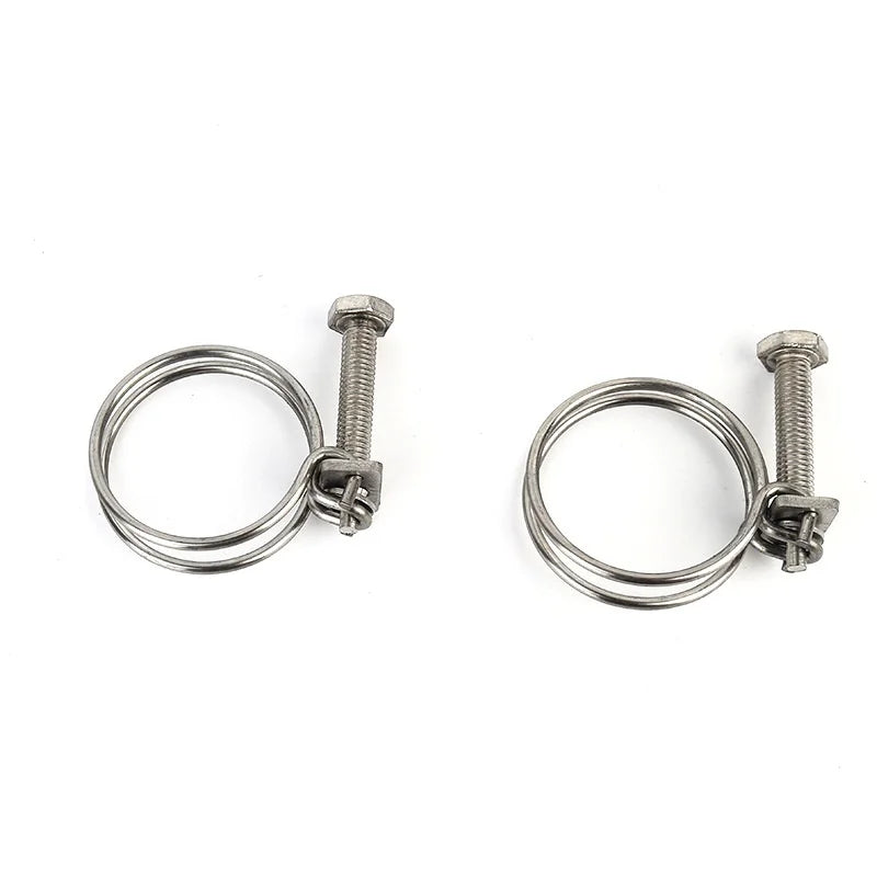 304 Stainless Steel Double Wire Hose Clamp Plastic Ring Enclosure for Metric Measurement System Pipe Clamping