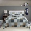Factory Wholesale Geometric Cotton Stripe Plaid Quilted Comforter Bed 3 Piece Set Printed Quilts Bedding Bedspread Set