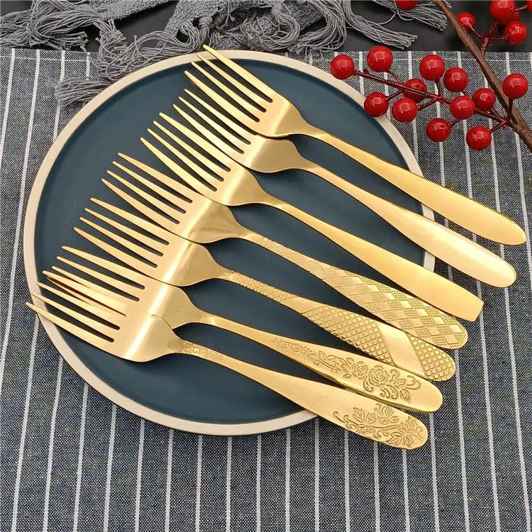 2022 O Hot Selling Gold Cutlery Fork Tableware Cutlery Set Stainless Steel
