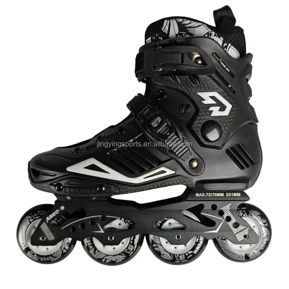 2024 Custom 4-Wheel Adjustable Outdoor Inline Roller Skates Adults Professional Level Slalom Shoes PU Wheel Aluminum Chassis Men