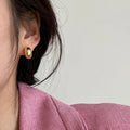 925 Sterling Silver Simple Chunky Gold Plated Round Bead Stud Earring for Woman