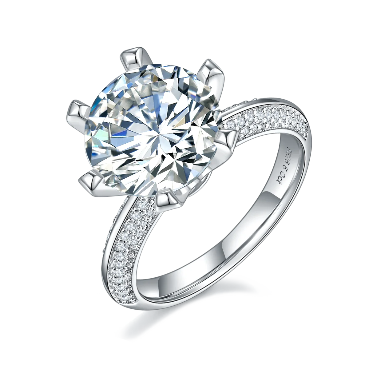 Factory Directly Supply Finely Processed 5 Ct Moissanite Ring 925 Silver Gold Plated 5 Carat Rings for Valentine'S Day