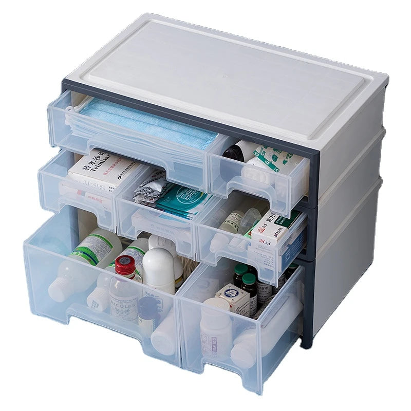 Multifunctional Organizer Makeup Plastic Stackable Storage Drawers for Medicine Pills Cosmetic Sundries