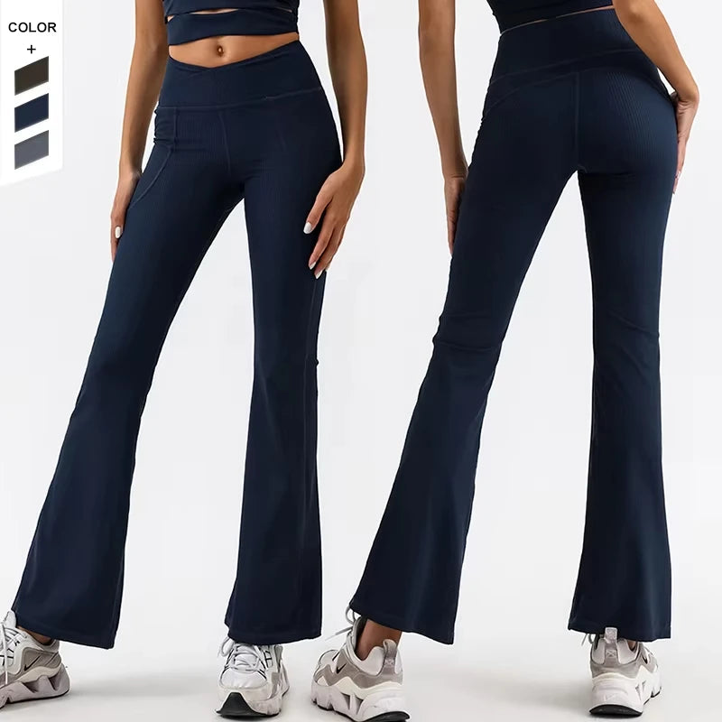 Wholesale Solid High Stretch Ankle-Length Yoga Pants Slim Fit Peach Hip Side Pockets Casual Sports Fitness Elastic Waist
