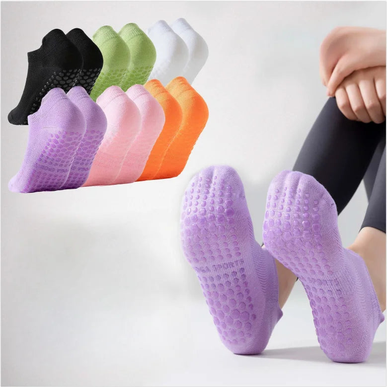 V&J  Custom Logo Grip Barre Socks Pilates Non Slip Yoga Socks Cotton Cushion Ankle Socks