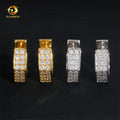 Hip Hop Jewelry Two Row Diamond Iced Out Hoop Moissanite 925 Sterling Silver Gold Plated Earrings