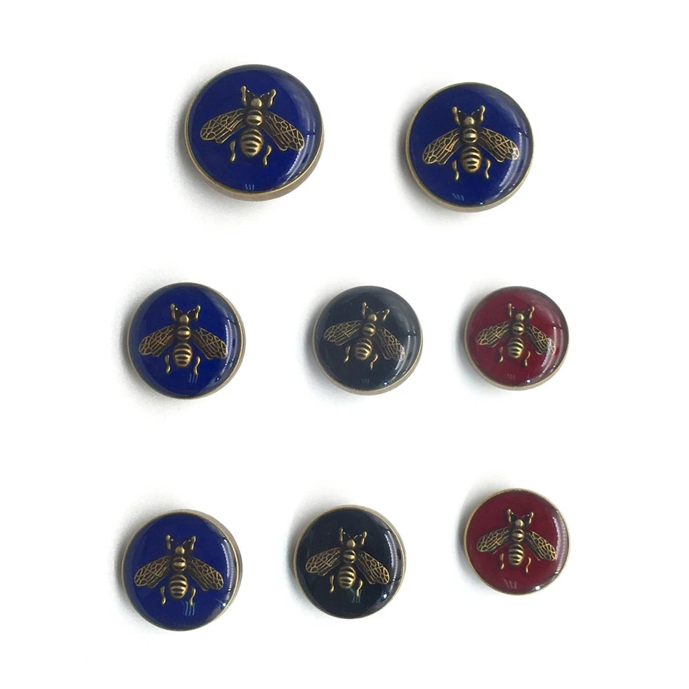 Customized Colors Enamel Bee Buttons Famous Brand Designer CC GG Metal Shank Buttons for Women Men Clothes Button Accessories