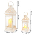 Set of 2 Candle Lanterns Vintage Hanging Lantern Metal Candle Holder for Garden Living Room Parties Weddings Balcony