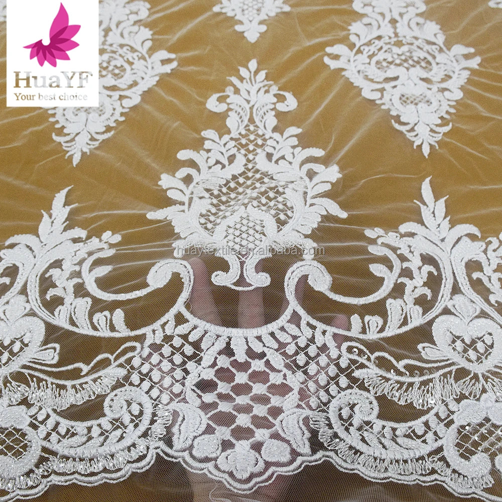 HY1840 High-quality White Embroidery Cheap French Bridal Wedding Lace Fabric Wholesale