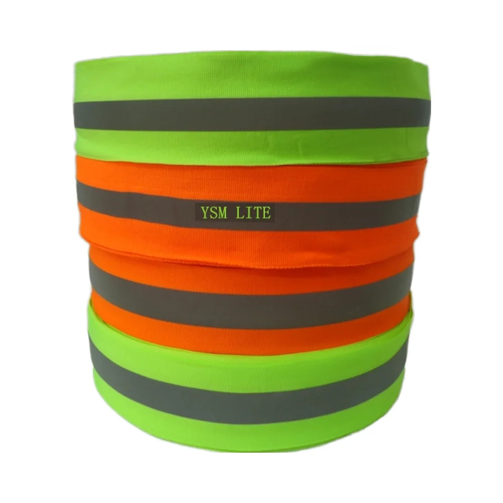 EN20471 13g/M Reflective Glow-in-the-Dark Fabric PET Material Webbing for Safety Vest Jacket Clothing Heat Transfer Attachment