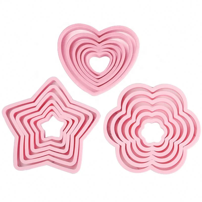 6Pcs Heart Cookie Biscuit Fondant Cake Cutter Decor Tools Mold Sugar Crafts Set Plastic Cookie Cutter
