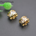Jewelry Accessories Color Remain 18K Gold Plated CZ Pave Cylinder Tube Spacer Loose Beads for DIY Bracelet Making