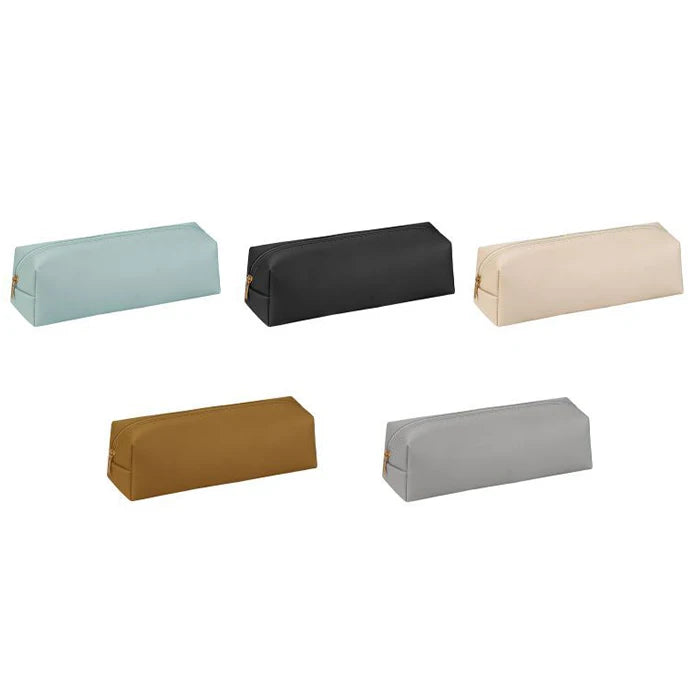 Cosmetic Organizer Blank Leather PU Pencil Pen Case with Logo Zipper Customizable Pencil Pouch for Storage and Organization