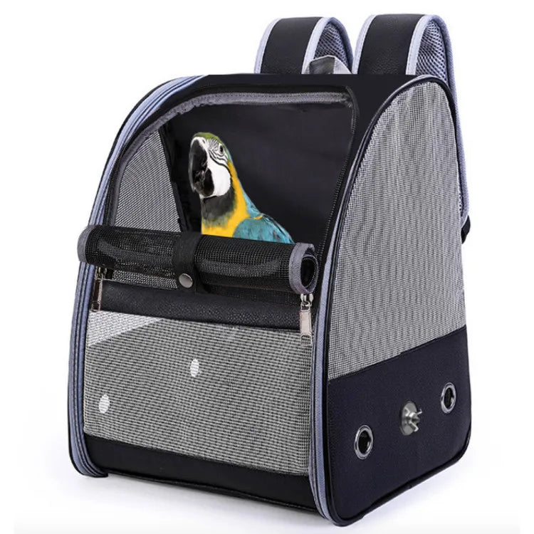 Parrot Breathable Panoramic Pet Backpack Outdoor Mesh Parrot Bird Large Carrier Folding Foldable Travel Backpack Bag Cage