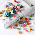 100Pcs/Bag 4*7mm Golden Letter Acrylic Beads Round Colourful DIY Bracelet Accessories