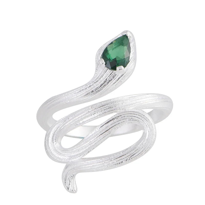 BOCAI Personalized Light Luxury Ring for Women Wire-Drawn Snake Water Drops Cubic Zirconia Women Rings Fine Silver S925