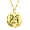 Fatingna Customizable Stainless Steel Dog Pendant Pet Portrait Necklace New Style with Gold Engraving for Anniversary Gift