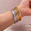 MC198 Wholesale Pulsera Stainless Steel 4mm 18K Gold Plated Bracelet Rhomboid Texture Design Buckle Fashionable Women's Bangles