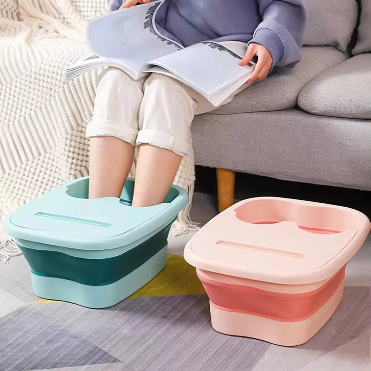 Foldable Spa Foot Bath Bucket Pedicure Bath and Household Sauna Bathtub Soaking Basin with Massage Feature Toilet Supplies