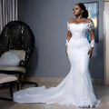 New Arrival Bridal Gown Luxury Elegant Beaded Sequin Lace Appliques Tulle Long Train Mermaid Wedding Dress