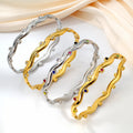 Fashion Fine Wholesale Jewelry Tarnish Free 18K Gold Plated Colour Diamond Bangle Bracelet Joyas De Acero Inoxidable Para Mujer