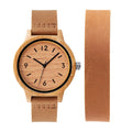 Unisex Fashion Antique Business Bamboo Watch with Pointer Dial and Adjustable Leather Strap for Men and Women