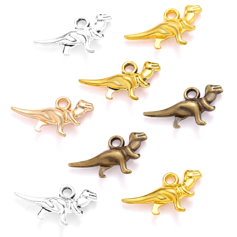 5Colors Alloy Dinosaur Charms for Bracelet Necklace Keychain Pendant DIY Handmade Jewelry Accessories Making 20*11mm D9345