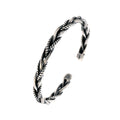 Sterling Silver S925 Vintage Twist Braided Bracelet Bangles for Men and Women Simple Opening Design Adjustable Size Jewelry