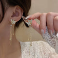 S925 Silver Needle Exquisite Double Butterfly Earrings Temperament Long Chain Tassel Earrings Ladies Trendy Earrings 2022
