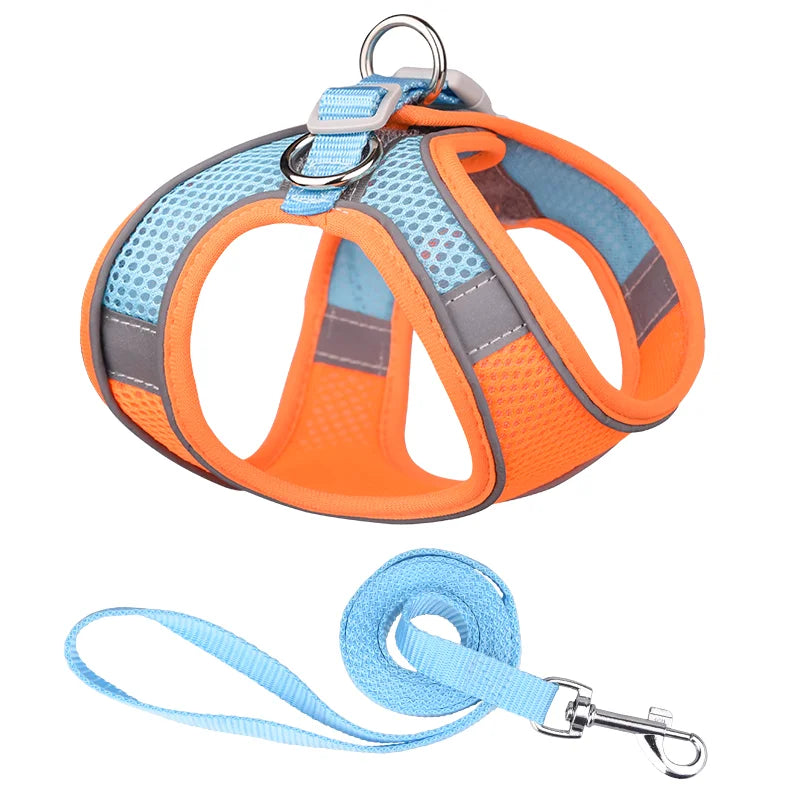 Small Dog Cat Reflective Puppy Harness Step-in Dog Vest Harness and Leash Set