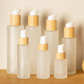 High Quality 60ml Frosted Glass Jar Pump Sprayer for Skin Care Cream Facial Cleanser Essential Oil-Bamboo Cosmetic Packaging MegaBDM