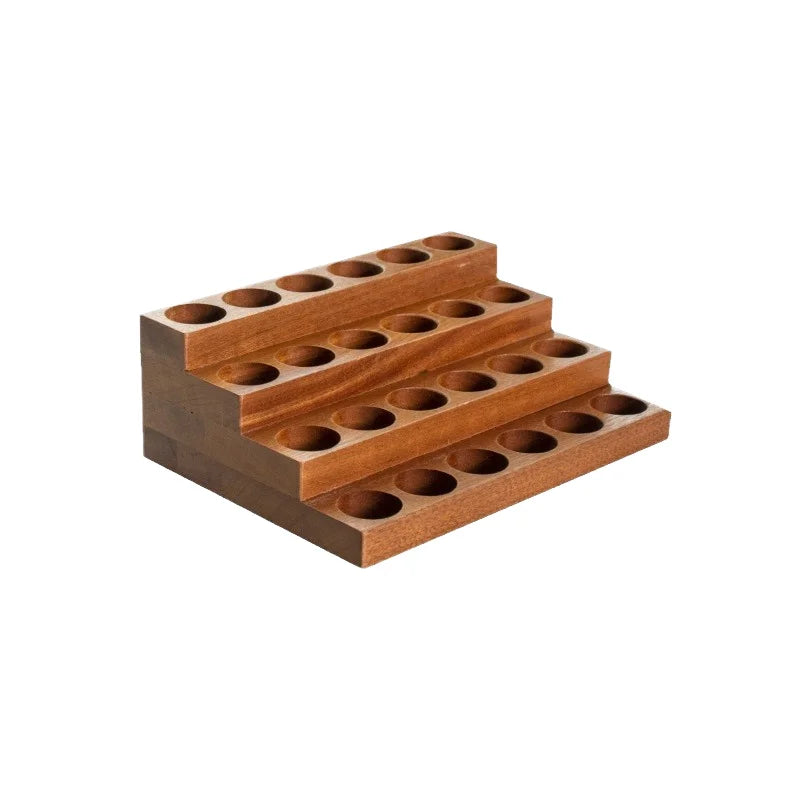 Polished Wood Cosmetic Organizer Double Layer Perfume Aromatherapy Tray Doterra Oil Bottle Holder Essential Oil Display Stand