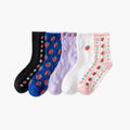 WUYANG FACTORY Girl love Heart Cute Strawberry Cotton  Boat Socks Mid-calf Length Sock