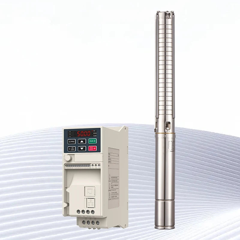 Water Solar Pump Deep Well Submersible ACDC Hybrid Stainless Steel High Pressure 100% Copper Wire for Agriculture Drip