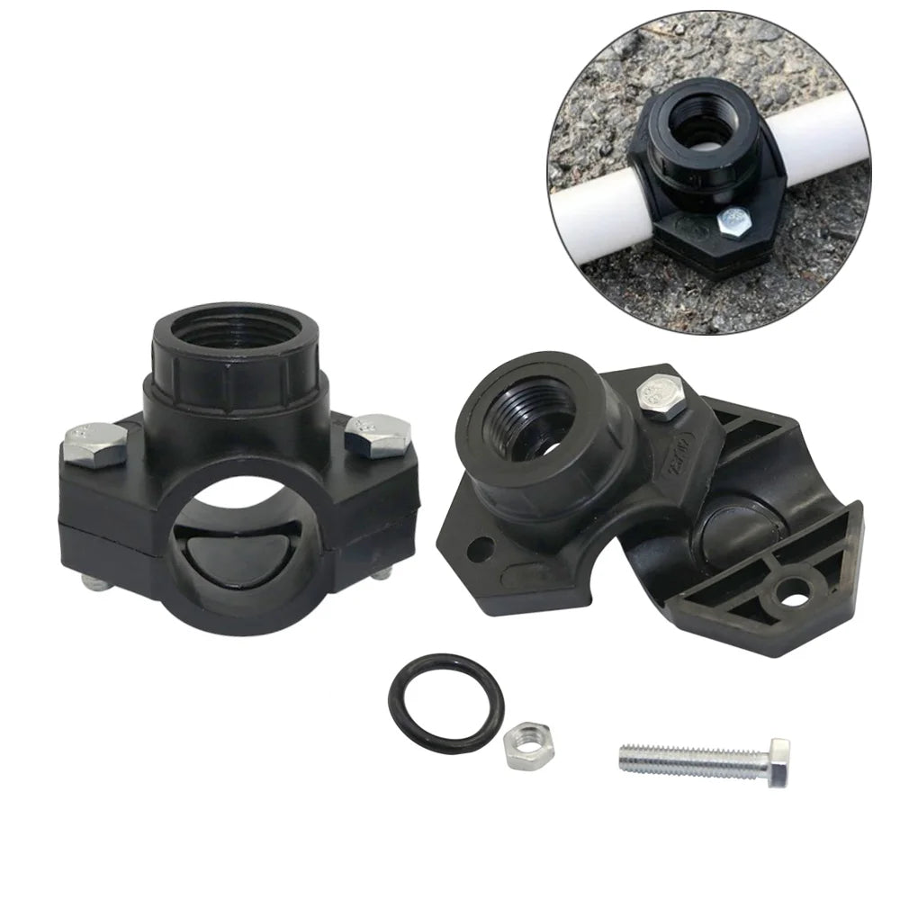 25mm 32mm to 1/2 3/4 Inch Female Thread HDPE Pipe Fitting PP Saddle Clamp for Irrigation System